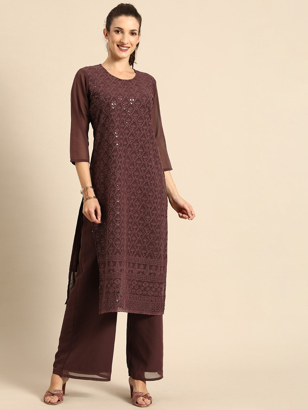 Buy Pranjal Women Gold Rayon Kurti With Palazzo (Gold)_XXL Online at Best  Prices in India - JioMart.